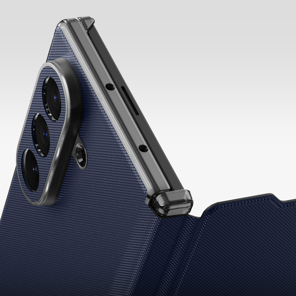 Чехол с покрытием "под кожу" синего цвета для Samsung Galaxy Z Fold 8 Ultra, серия Fort Series Case от Dux Ducis