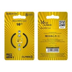 Yaddaş kartı \ Карта памяти \ Flash Card microSDHC BOROFONE I, 16GB, желтый