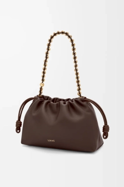 Loewe Сумка Flamenco среднего размера из мягкой кожи ягненка наппа, темно-каштановый