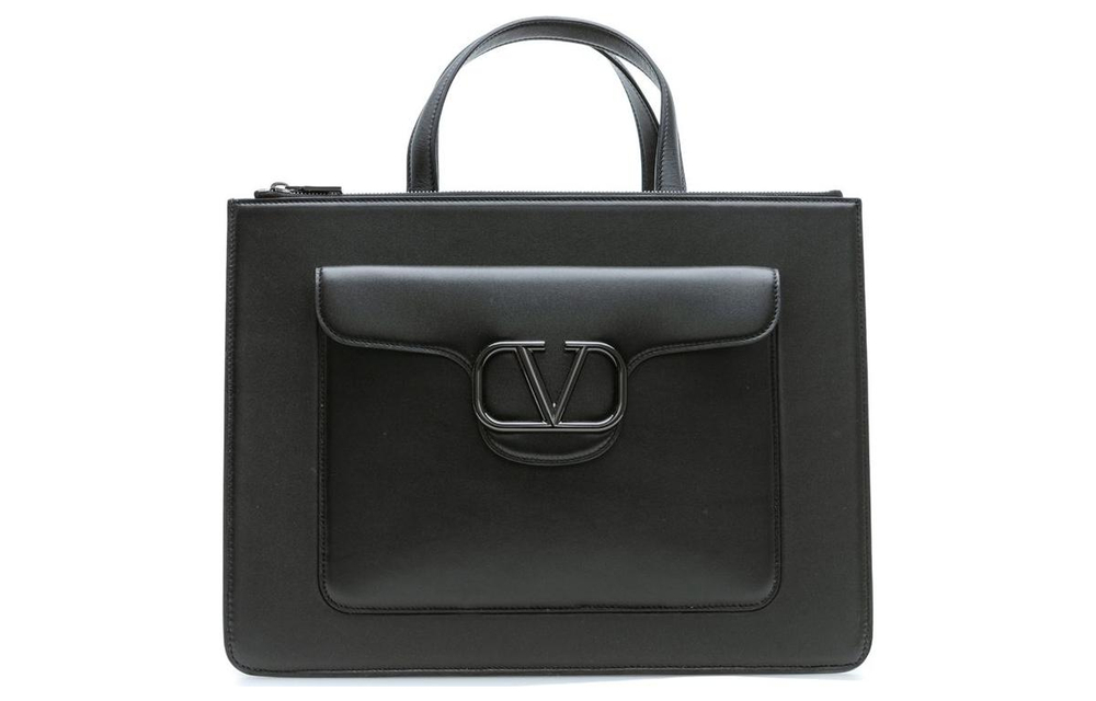 Valentino Leather Laptop Bag Regular Men"s Black