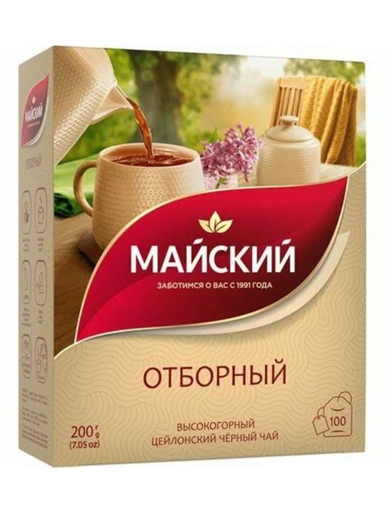 Чай черный Майский Отборный в пакетиках 100 шт x 6 уп
