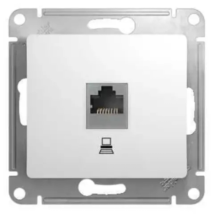 GLOSSA РОЗЕТКА компьютерная RJ45 кат. 5e, механизм, БЕЛЫЙ