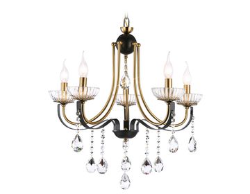 Подвесная люстра с хрусталем 5*Е14 TR4952/5 BK/GD/CL чёрный/золото/прозрачный Traditional Ambrella