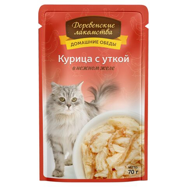 Деревенские лакомства Курица/Утка желе пауч для кошек 70 г