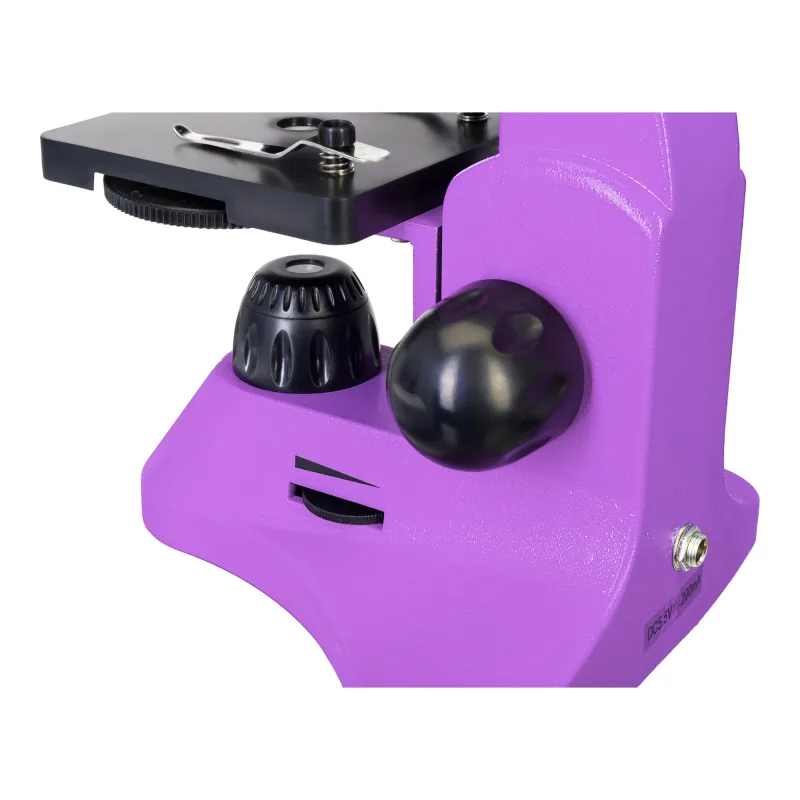 Микроскоп Levenhuk Rainbow 50L Amethyst\Аметист - основание, ручка фокусировки и разъем питания