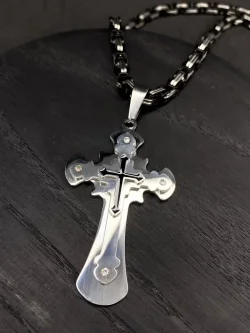 Цепь Steel Rage с крестом, серебристая, 55 см