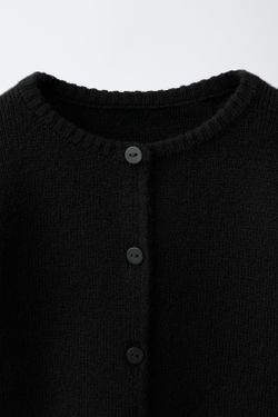 ZARA КАРДИГАН С ОБОРКАМИ, ЧЕРНЫЙ