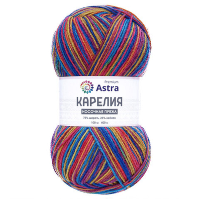 Пряжа Astra Premium (Астра Премиум) Карелия носочная (Karelia sock) / уп.2 мот. по 100 г, 400 м, 1011