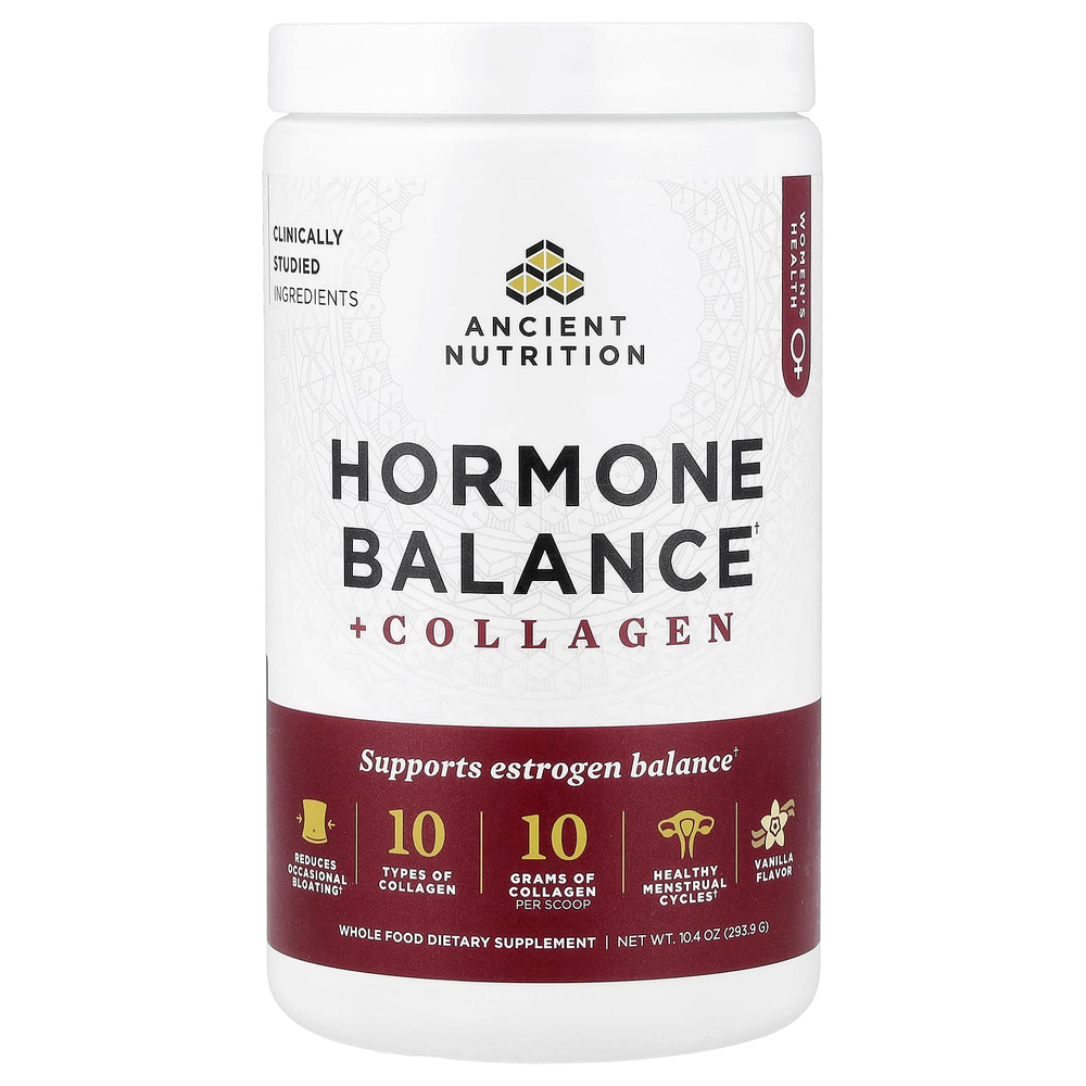Ancient Nutrition, Hormone Balance + коллаген, с ванильным вкусом, 293,9 г (10,4 унции)