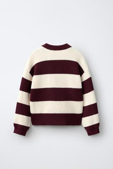 ZARA СВИТЕР В ПОЛОСКУ, БУРГУНДИ