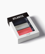Мужские трусы шорты Atlantic, набор из 3 шт., хлопок, темно-синие + коралловые + серый меланж, 3MH-214