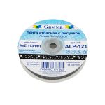 Лента атласная с рисунком 12.0 мм / 22.8 метров, Z 113/001 черный/белый, Gamma ALP-121