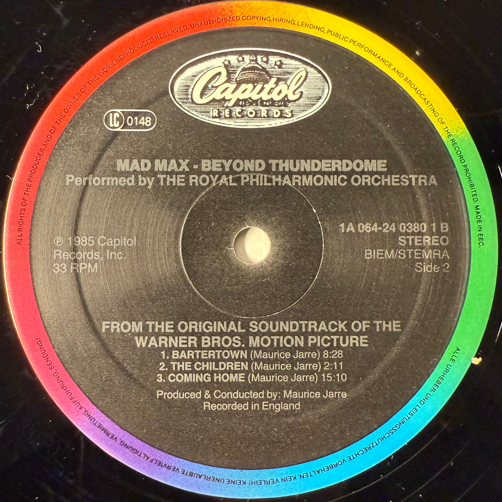 Mad Max - Beyond Thunderdome - Original Motion Picture Soundtrack (Европа 1985г.)