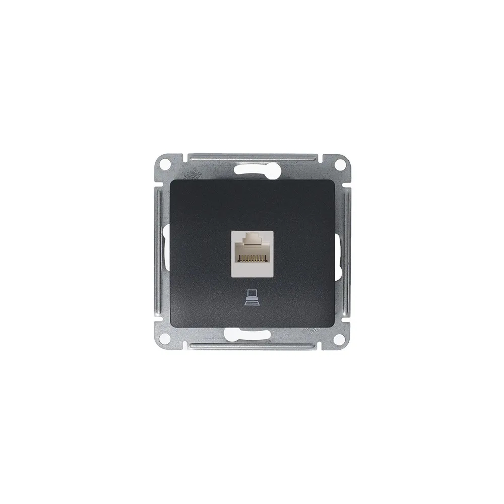 GLOSSA РОЗЕТКА компьютерная RJ45 кат. 5e, механизм, АНТРАЦИТ