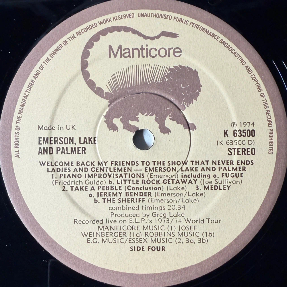 Emerson, Lake & Palmer ‎– Welcome Back My Friends To The Show That Never Ends - Ladies And Gentlemen 3LP (Англия 1974г.)