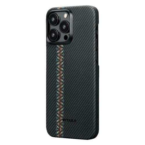 Чехол из арамидного волокна с поддержкой MagSafe PITAKA Fusion Weaving MagEZ Case 4 600D для iPhone 15 Pro, Rhapsody (Рапсодия)