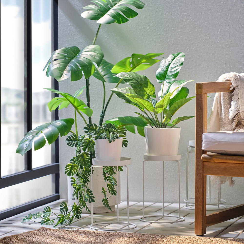 IKEA LÅNGNÄBB  (ИКЕА ЛОНГНЭББ)  -  Подставка для цветочного горшка - для дома/улицы/белая 26 см