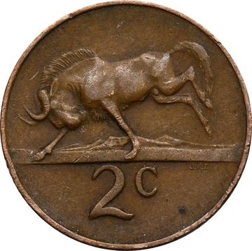 2 цента 1967 ЮАР (Надпись на английском языке - "SOUTH AFRICA")