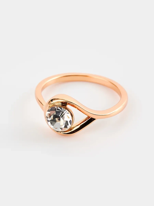 Кольцо Белла с белым кристаллом Swarovski