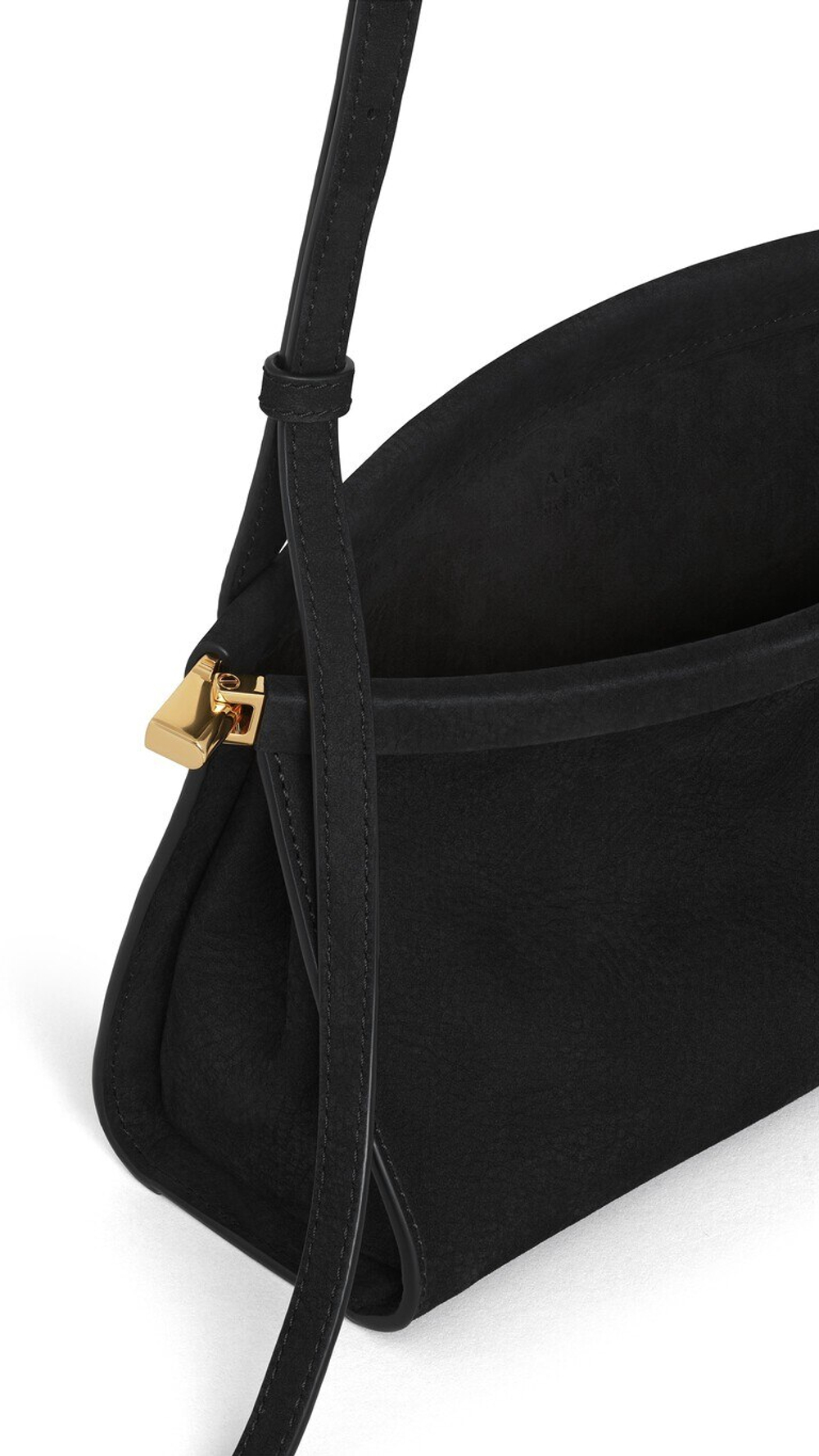 ALAÏA СУМКА LE CLICK EAST WEST ИЗ НУБУКА, ЧЕРНЫЙ