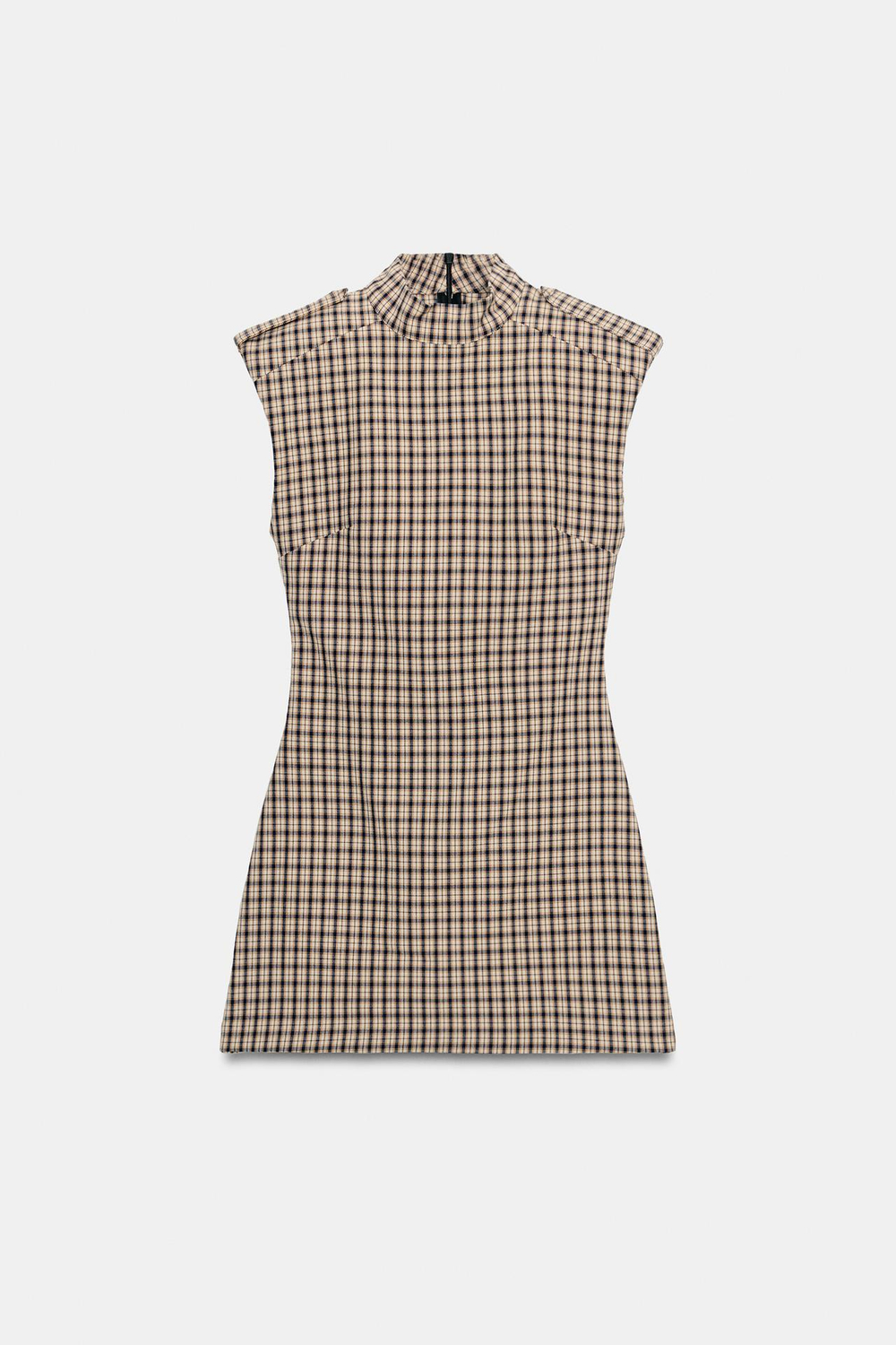 ZARA КОМБИНЕЗОН В КЛЕТКУ С ХЛЯСТИКАМИ, ЭКРЮ/ТЕМНО-СИНИЙ