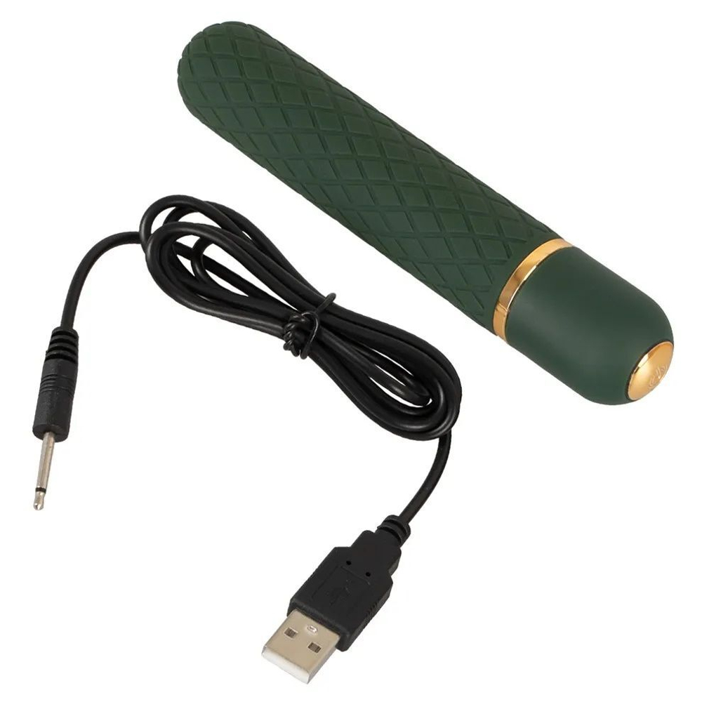 Зеленый мини-вибратор Luxurious Bullet Vibrator - 12,6 см. (Цвет: зеленый)