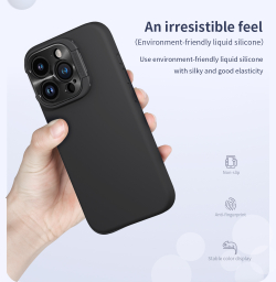 Чехол от Nillkin с металлической откидной крышкой камеры для смартфона iPhone 15 Pro, серия LensWing Magnetic Case (поддержка беспроводной зарядки)