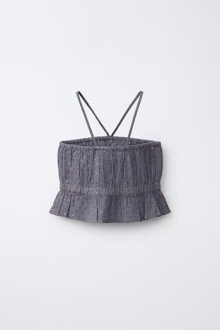 ZARA ТОП С ПАЙЕТКАМИ, АНТРАЦИТОВО-СЕРЫЙ