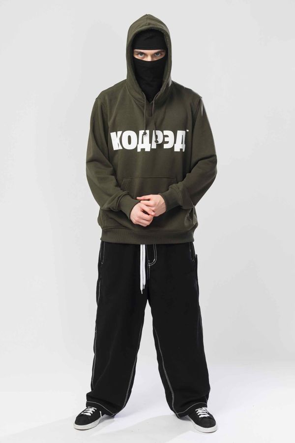Худи Base Hoodie Wide Summer Лого ТМ Болотный/Белый принт КОДРЭД - фото 4