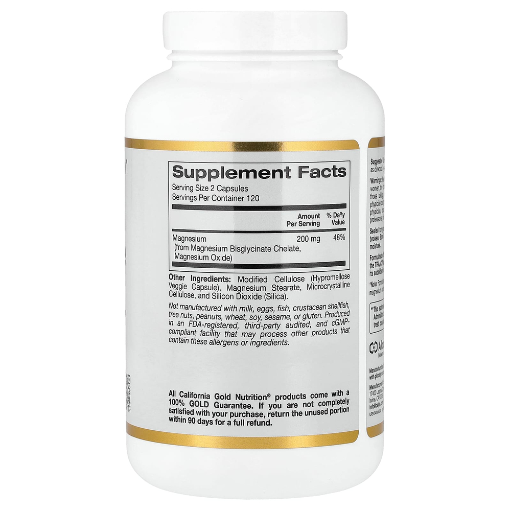 California Gold Nutrition, хелатный бисглицинат магния, Albion TRAACS®, 240 растительных капсул (100 мг в 1 капсуле)