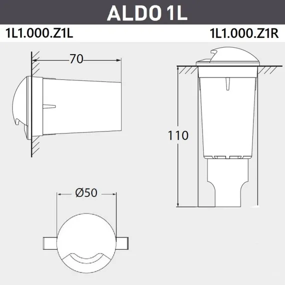 Встраиваемый светильник уличный Aldo 1L1.000.000.AXZ1L Fumagalli