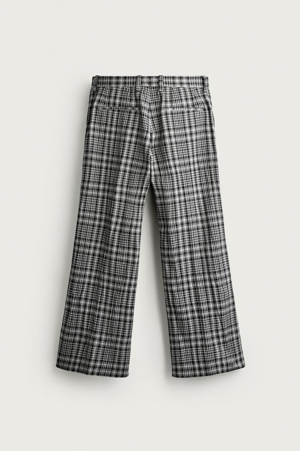 ZARA БРЮКИ FLARE FIT В КЛЕТКУ, СЕРЫЙ