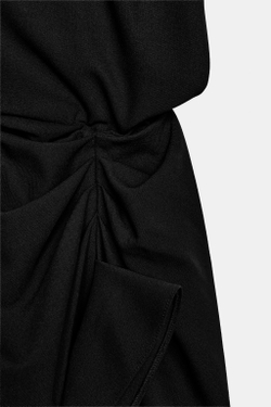 ZARA ПЛАТЬЕ МИДИ СО СБОРКАМИ — ZW COLLECTION, ЧЕРНЫЙ