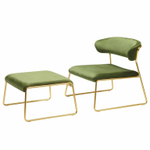 Пуф с обивкой Scab Design Lisa Lounge Pouf, сатинированная латунь, зеленый