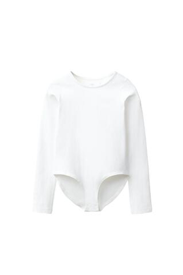 ZARA ОДНОТОННОЕ БОДИ С ДЛИННЫМИ РУКАВАМИ, БЕЛЫЙ
