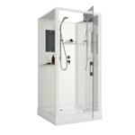 Душевая кабина Niagara Standart ST100/15Q/BK (100х100х200) квадрат,поддон 15см,распашная,проф.белый,без крыши,3 места