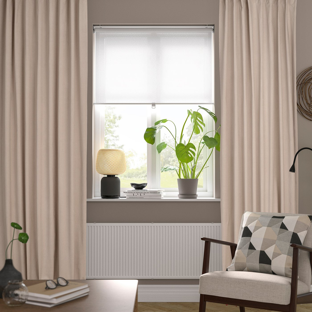IKEA SANELA  (ИКЕА САНЕЛА)  -  Штора, 2 шт. - светло-бежевая/на ленте 140x250 см