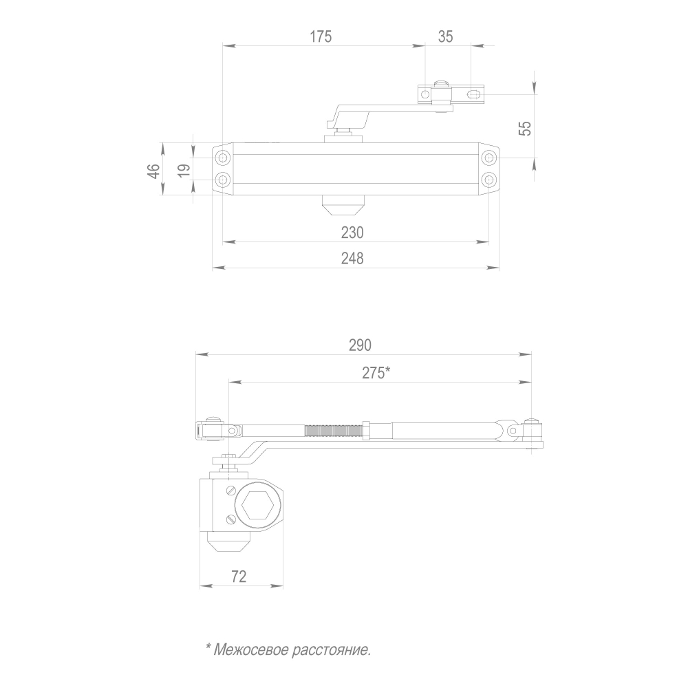 Доводчик дверной DC20-6W (DC-206W) BR до 160 кг (коричневый)