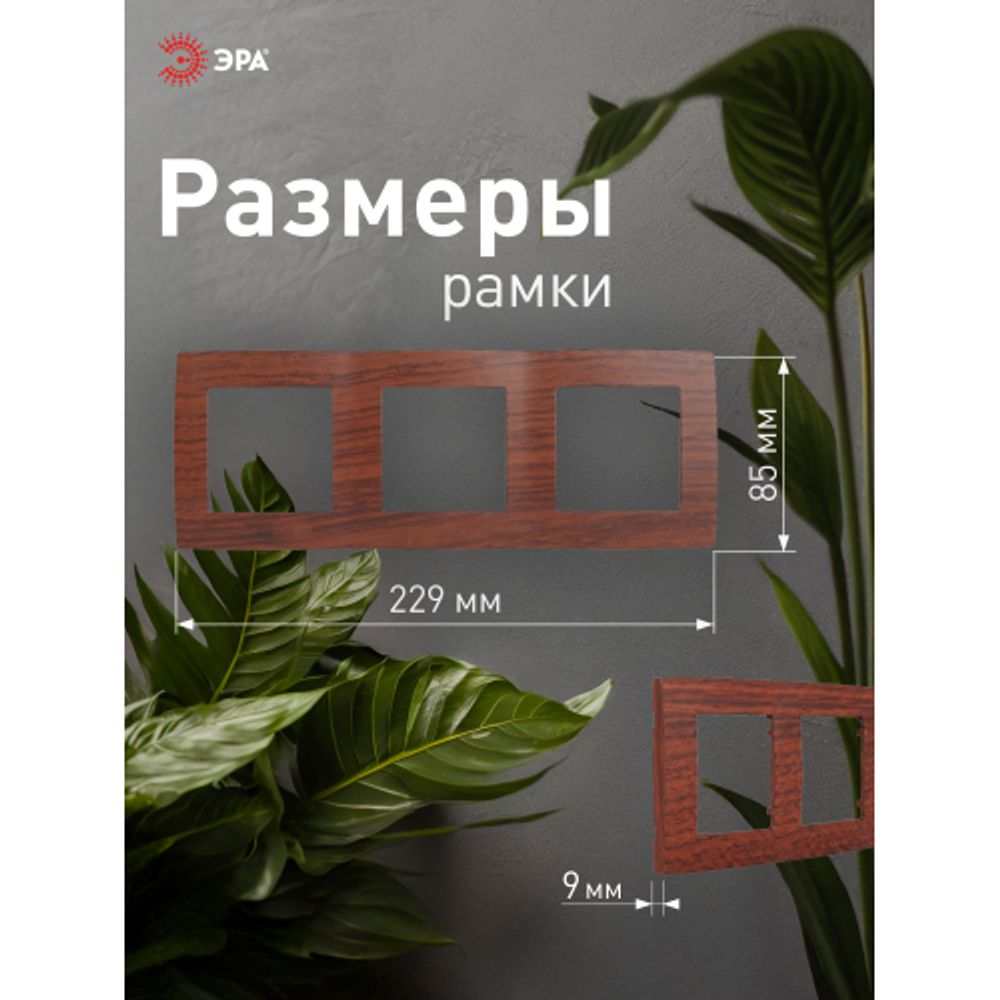 12-5003-08 ЭРА Рамка на 3 поста, Эра12, вишня | Эра 12