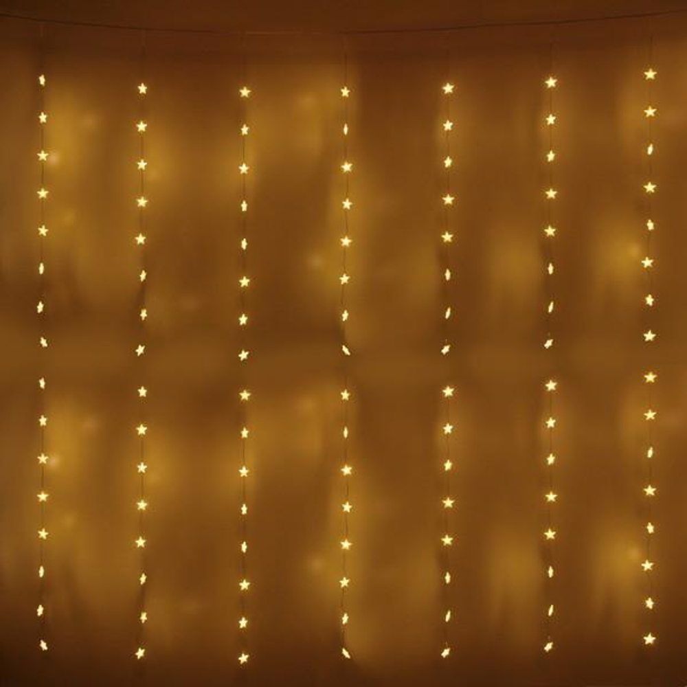 Гирлянда для дома Занавес "Звезды" 3м 160ламп LED, 8 реж, Теплый белый