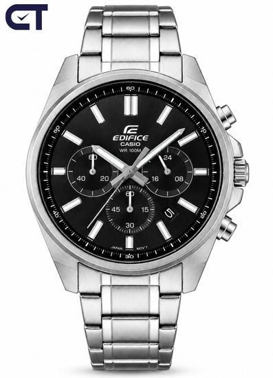 CASIO EFV-650D-1AVUDF EDIFICE мужские наручные часы — стальной хронограф с черным циферблатом