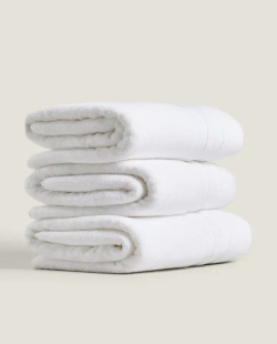 ZARA HOME БАННОЕ ПОЛОТЕНЦЕ С ДВОЙНОЙ КАЙМОЙ, БЕЛЫЙ