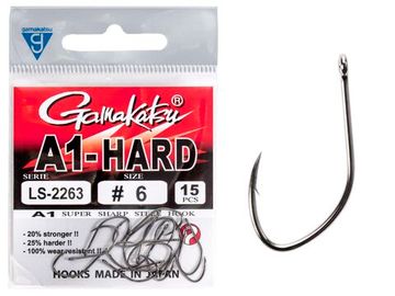 Крючки Gamakatsu A1 LS-2263 EYED HOOKS BLACK  разм. 06 15шт.