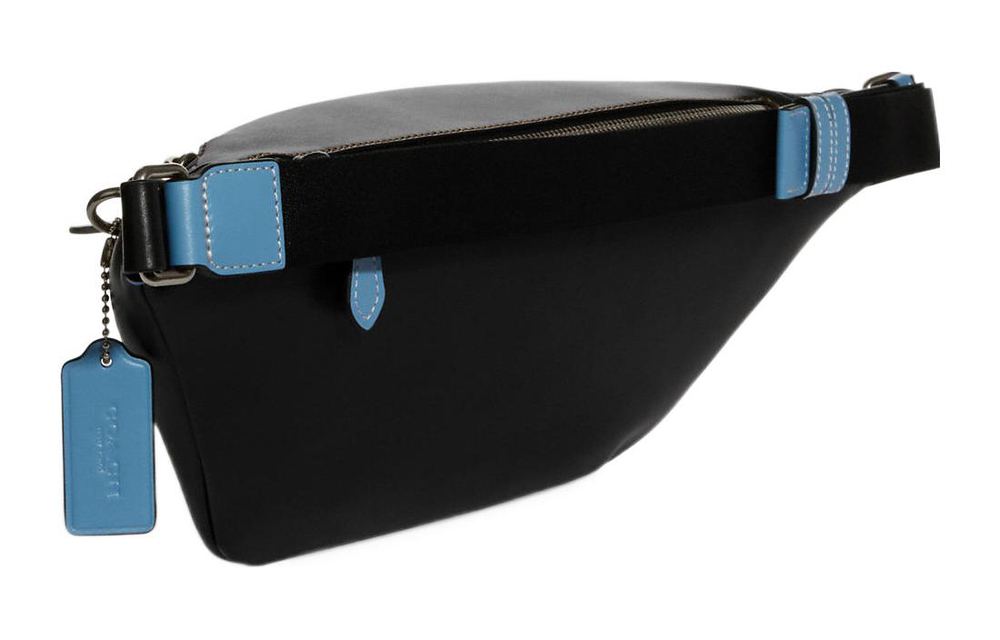 COACH Warren Signature Coated Canvas With Refined Calfskin Shoulder Bag, Fanny Pack Large Men"s Black
