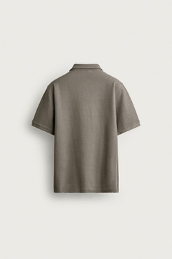 ZARA ПОЛО REGULAR FIT С РЕЛЬЕФНОЙ СТРУКТУРОЙ, СВЕТЛО-КОРИЧНЕВЫЙ