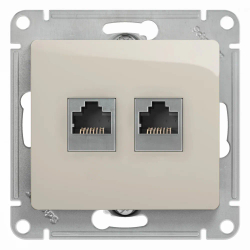 GLOSSA РОЗЕТКА двойная RJ11+RJ45 кат.5e, механизм, МОЛОЧНЫЙ