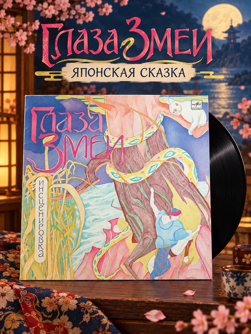 LP Глаза змеи - Японская сказка. Инсценировка К.Сониной. Виниловая пластинка 12 дюймов. Мелодия СССР 1989 год.