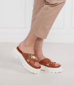 Кожаные шлепанцы Pollini - коричневый(SA28066G1GTD0)
