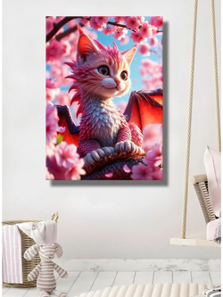 Картина "Снежный котенок", на стену 50х70см 1шт.