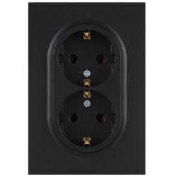Розетка ЭРА Arktik 16-2104-05 двойная с заземлением 2X2P+E Schuko 16А-250В антрацит | Эра Arktik